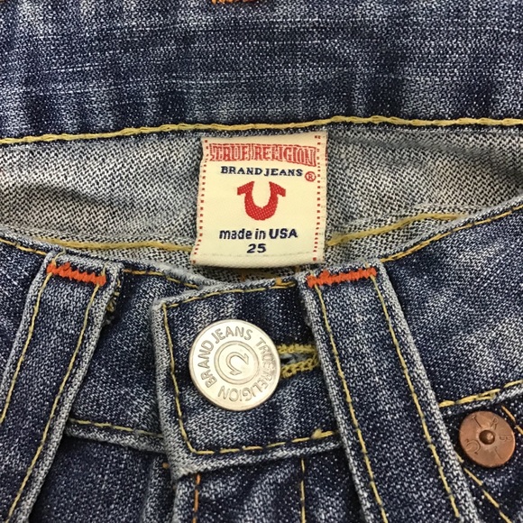 True Religion Bermuda Jean Shorts Joey Blue Cutoff - Picture 5 of 7